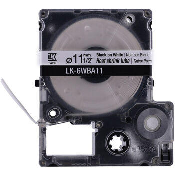 爱普生（EPSON）LK-6WBA11 热缩管系列色带 11mm直径（白底/黑字）