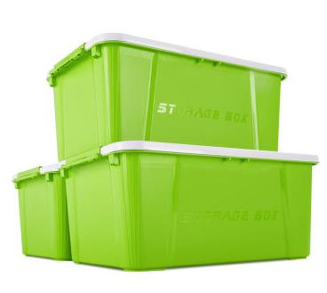 亿高 EKOA 塑料收纳箱衣物储物箱玩具整理箱三个装 苹果绿35L