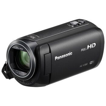 松下（Panasonic）HC-V380GK-K 高清数码摄像机 黑色 (90倍智能变焦 无线多摄像头 5轴防抖 水平纠正功能)